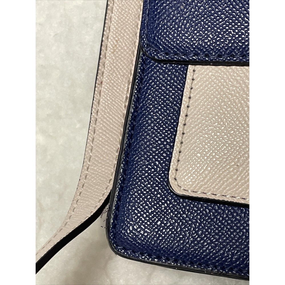 ALDO Crossbody Purse Bag Blue Cream Red Gold Accents Zipper Pocket Buckle July 4 - Picture 3 of 16